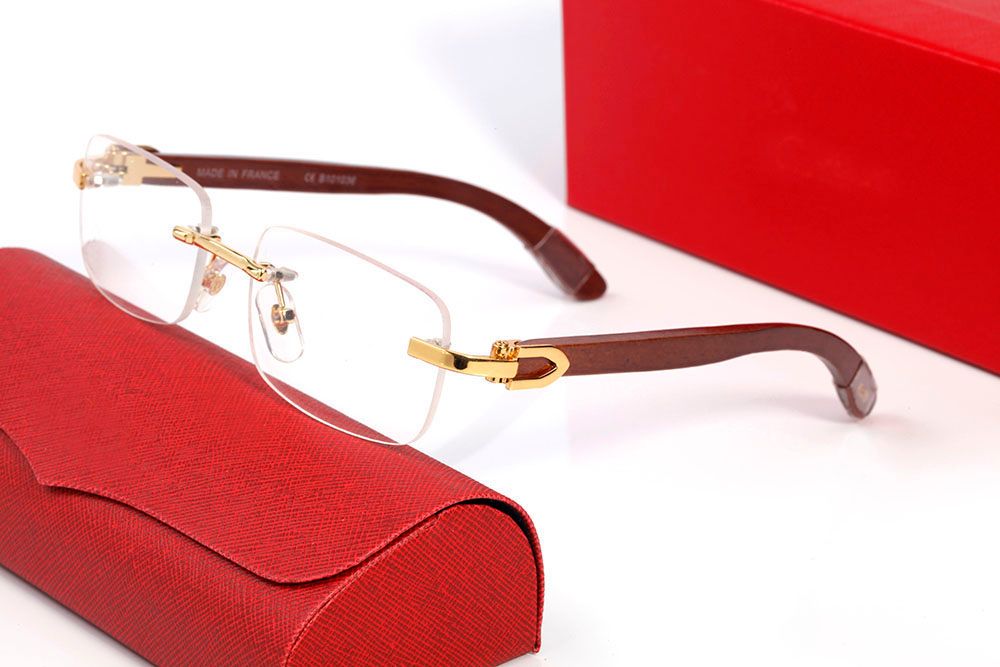 Fashion Sunglasses Frames Designer Eyeglasses Transparent Square Buffalo Horn Glasses Frame Men Women Retro Sports Wooded Legs Case Sunglass Eyeglass Eyewear - 2 of 9