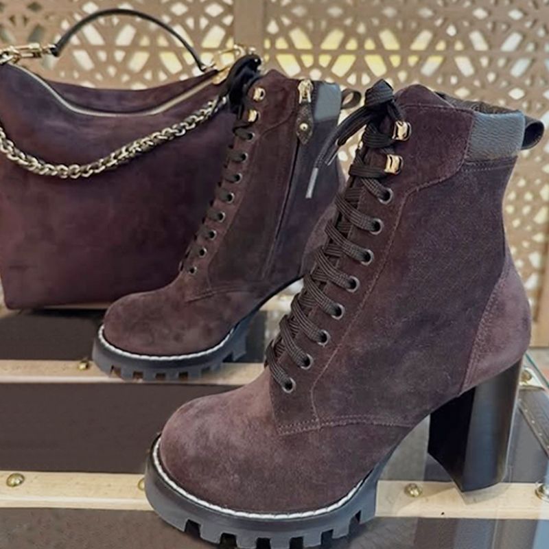 2026 New Designer Star Trail Ankle Boots Women High Heels Boot Classic Martin Desert Boots Girls Lady Suede Leather Boots Print Letter Platform Boot Shoes 013 - 5 of 8
