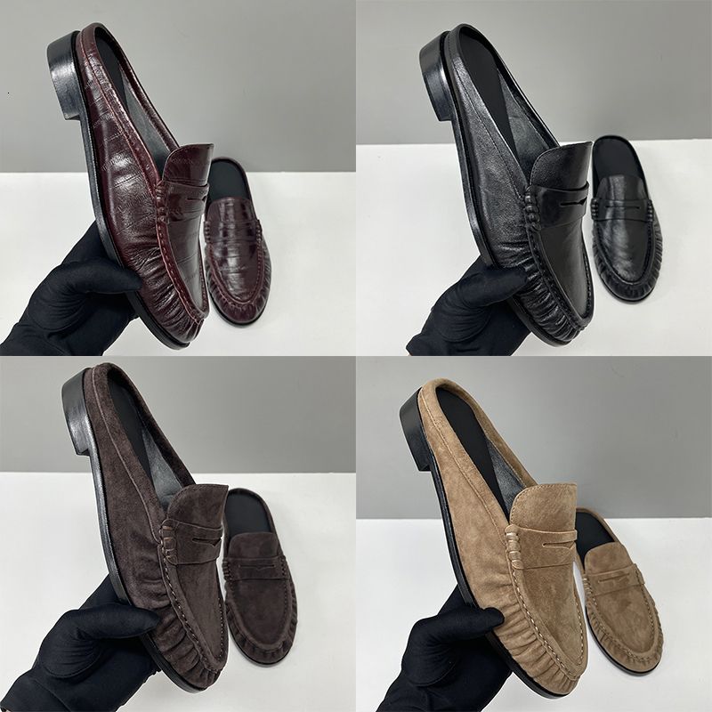 Premium Designer Loafers Mules Men Genuine Leather Ruched Penny Loafers Men Pleated Slippers EU47 Women Loafer Luxury Le Loafers Slip On Dress Shoes 1137 - 4 of 8
