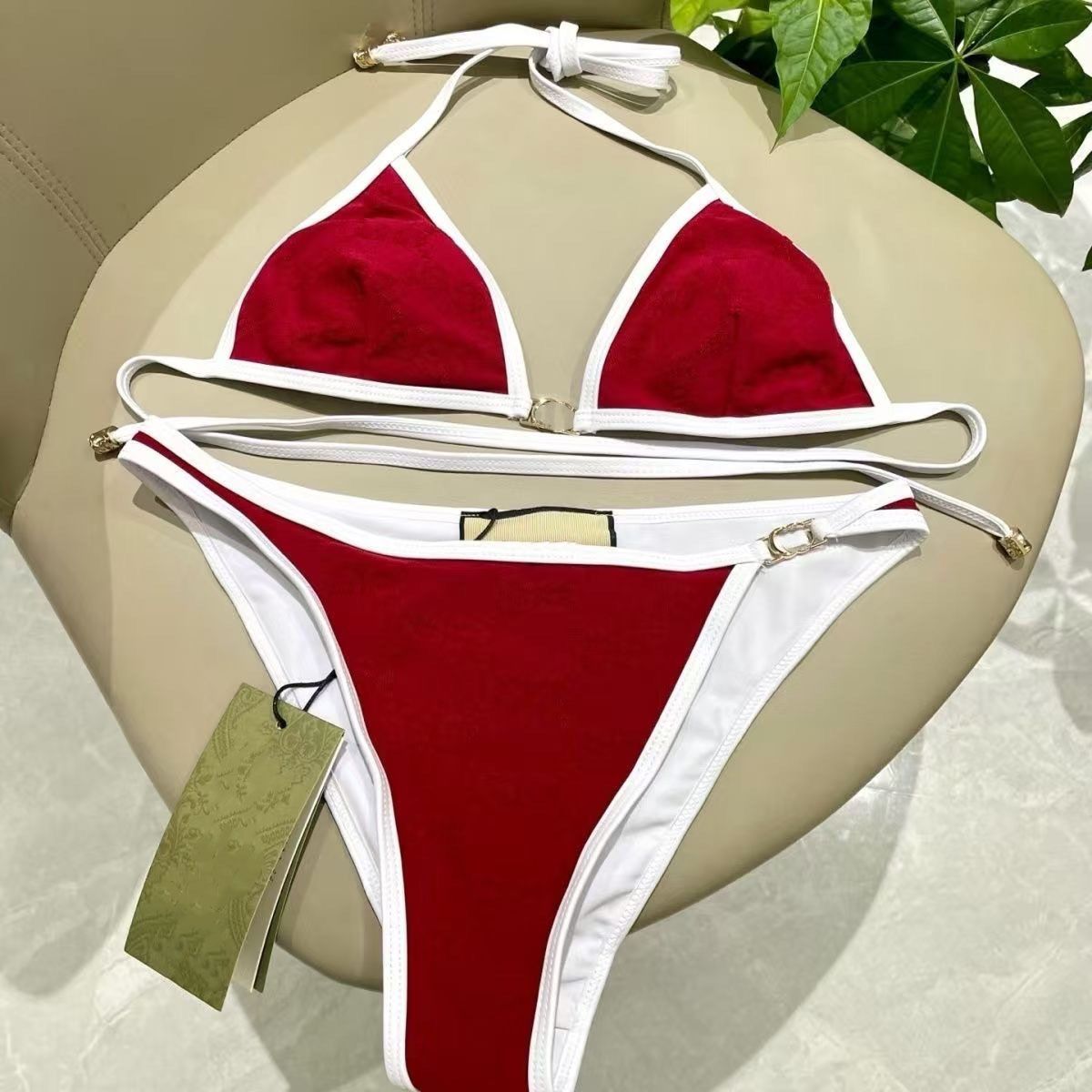 Designer Women's Bikini Swimwear Full Rhinestone Letter Swimsuit Summer Beach Vacation Luxury One Piece Swim suit Womens Sexy Slim Bikini Set - 5 of 8