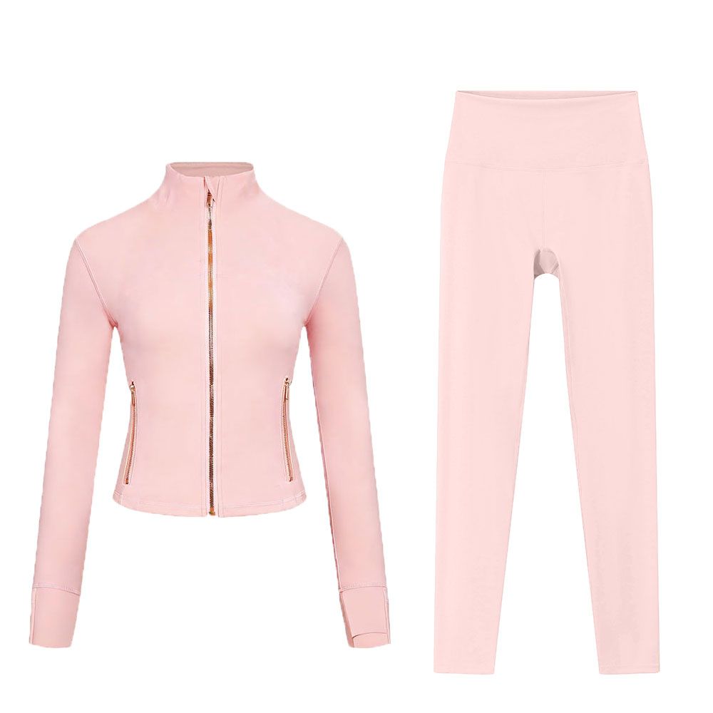 2Pc Gym Set Cropped Jacket Gym Clothe Woman Crop Jacket Women Leggings Run Short Workout Outfits Fitness Leggings for Woman Designer - 3 of 8