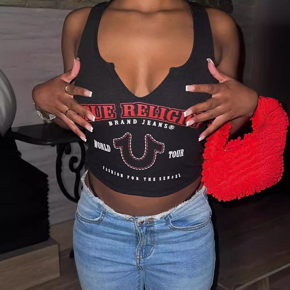 Designer Women's Tanks European American Street Fashion Letter Printed Pit Vest Summer Women Casual Y2k Cropped Tank Tops Tees - 5 of 7