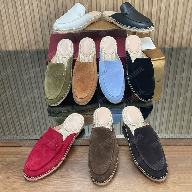 2026 New Women's Chic Espadrille Flats Designer Loafers Straw Woven Slip-On Slippers Soft Suede Leather Casual Summer Shoes 1034 - 7 of 8
