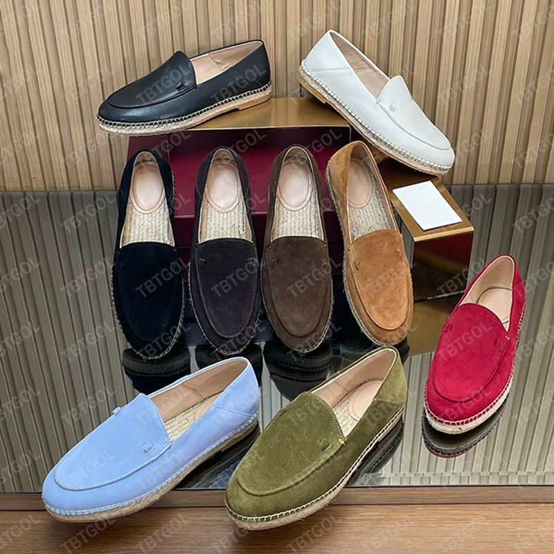 2026 New Women's Chic Espadrille Flats Designer Loafers Straw Woven Slip-On Slippers Soft Suede Leather Casual Summer Shoes 1034 - 6 of 8