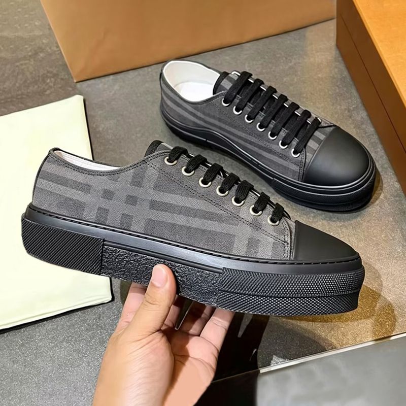 Designer Vintage Printed Check Leather Sneakers Woman Men Trainers Suede Casual Sho Two-tone Cotton Gabardine Flats Shoes Lettering Plaid Calfskin Canvas Shoes 288 - 6 of 8