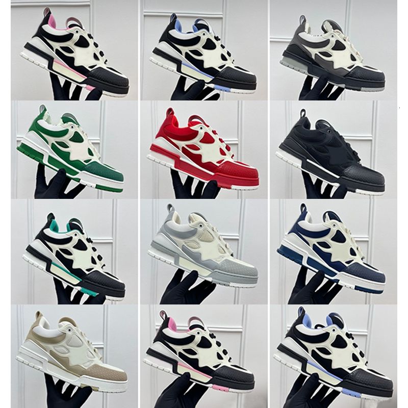 Designer Men Women Low Top Skate Classic Sneakers Patchwork Leather Mesh Rhinestone Platform Casual Walking Lace Up Fashion Trainer Shoes Top Quality 268 - 6 of 8