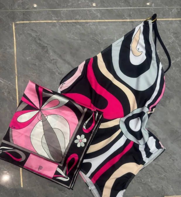 Women's Retro Geometric Abstract Print Swimwear Beach Vacation Bathing Suit Stretchy Quick-Dry Swimsuit - 8 of 9