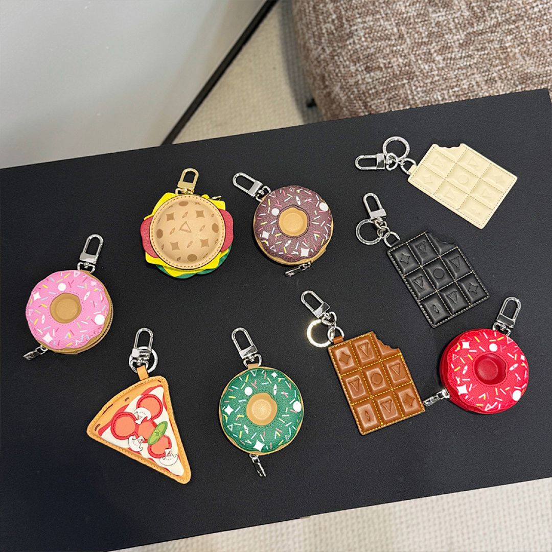 Keychain Designer Burger Donut Lanyard Characters Keychain Fashion Chocolate Floral Pattern Handmade Leather Hanging Rope Men Keychain Women Headphone Keychain - 1 of 7