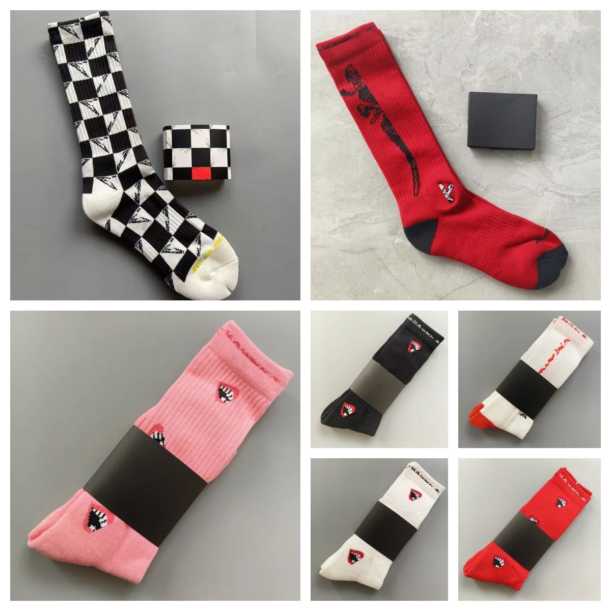 Chrome socks men women men's designer lips print sock fashion high street style colorful stocking breathable cycling anti sweat sport outdoor warm socks - 2 of 8