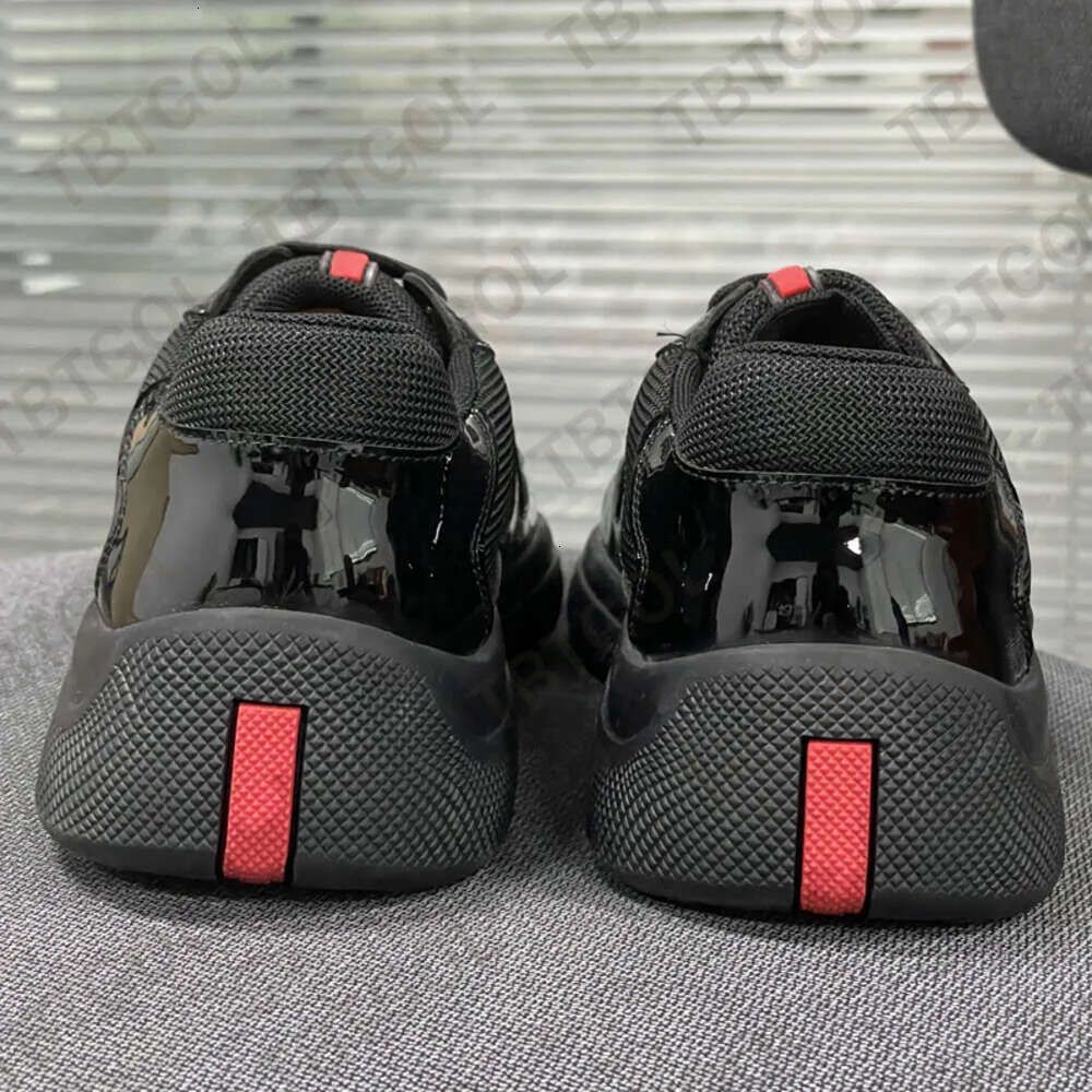 Designer Men Trainers Americas Cup Xl Leather Sneakers Black Patent Leather Flat Trainers Black Mesh Lace-up Women Casual Shoes Outdoor Runner Shoe 53 - 6 of 9