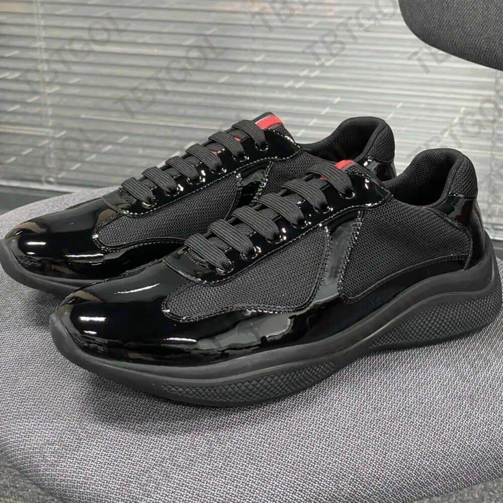 Designer Men Trainers Americas Cup Xl Leather Sneakers Black Patent Leather Flat Trainers Black Mesh Lace-up Women Casual Shoes Outdoor Runner Shoe 53 - 3 of 9
