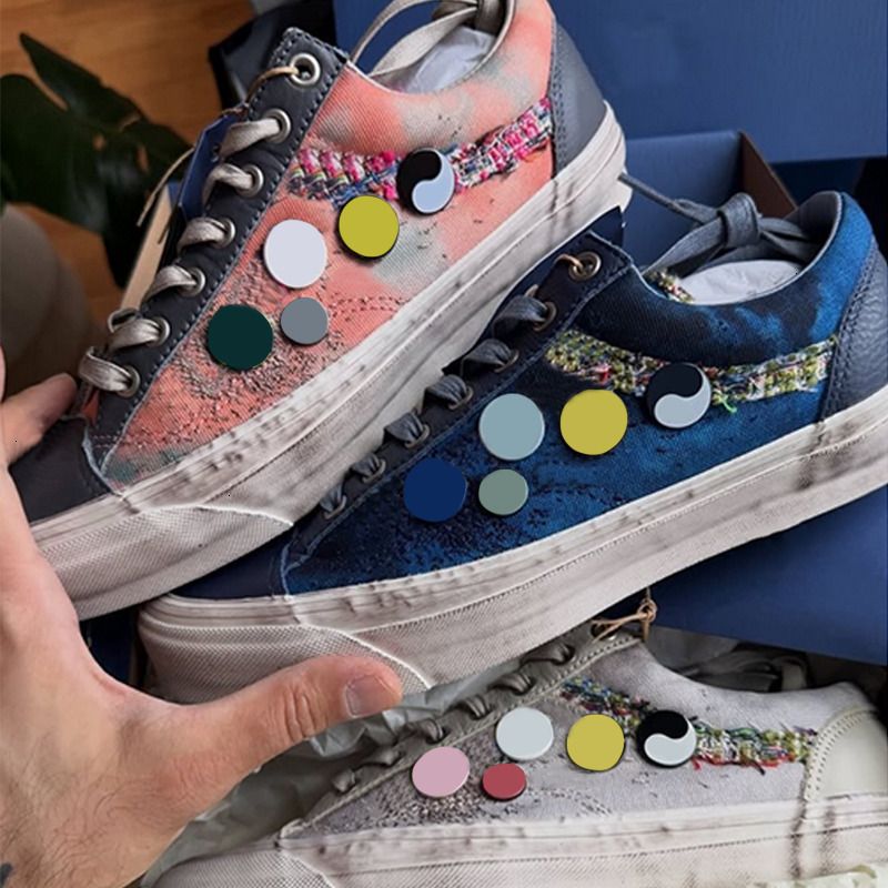 2026 Men Canvas Shoes Luxury Pearlized Sneakers Pearls Design Trainers Old Sports Casual Shoes Lace-Up Walking Shoe 1083 - 6 of 9
