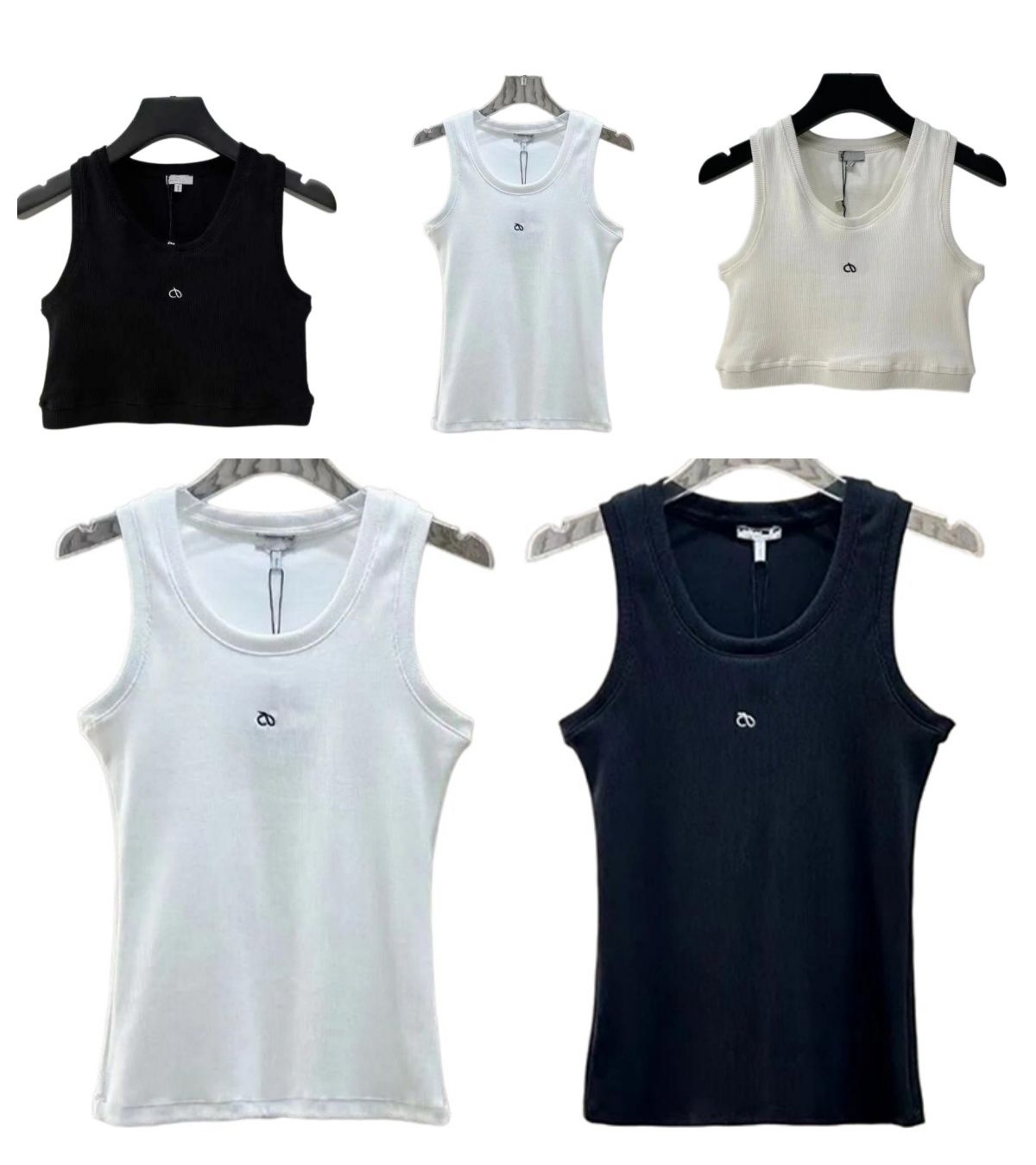 Designer Tank top Summer Women T Shirts Crop Top Sexy Off Shoulder Black Tank Casual Sleeveless Backless Shirt - 2 of 9