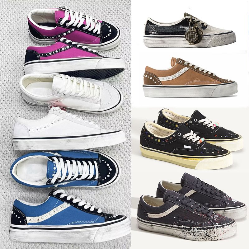 Luxury Pearlized Canvas Shoes New Sneakers For Men Women Pearl Trainers Vintage Sports Casual Shoes Lace Up Walking Shoe 1083 - 2 of 9