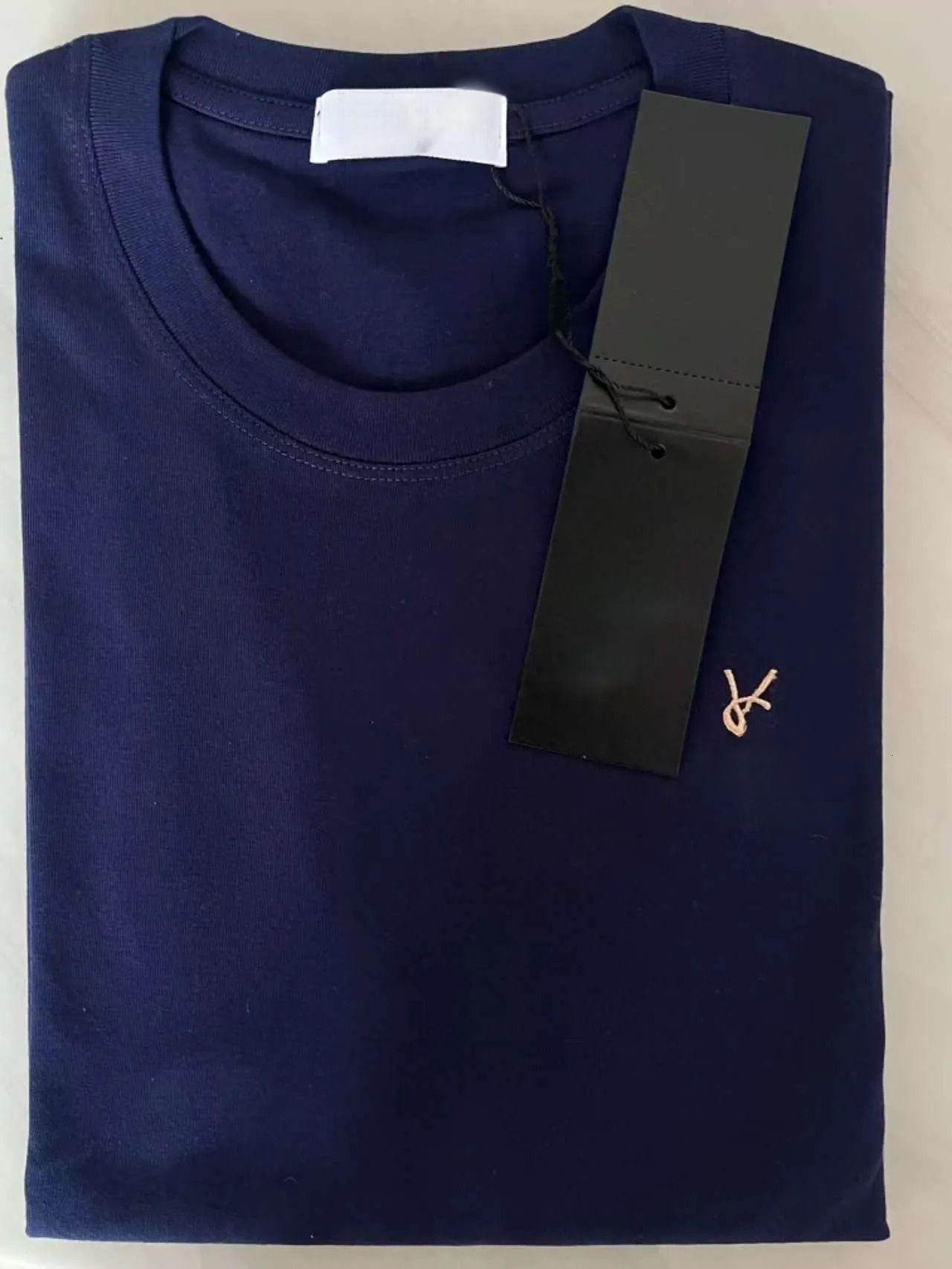 Embroidery Chest Logo Cotton T-shirt Unisex Crew Neck Loose Casual Basic Tee - 5 of 8