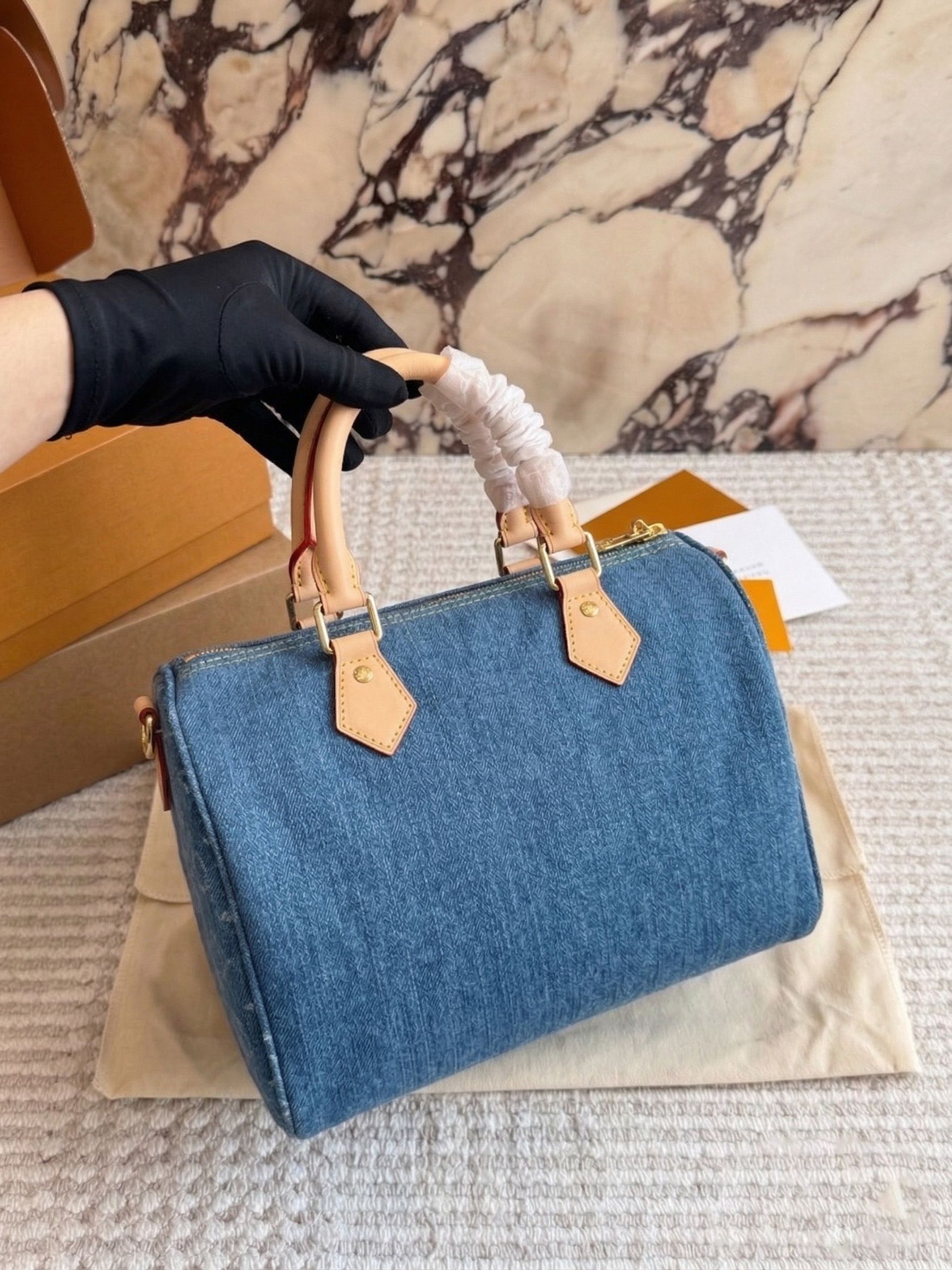 Women's Designer-Style Boston Duffle Bag Genuine Leather Classic Pattern Canvas Shoulder Bag Vintage Boston Crossbody Handbags Tote Fashion Purse Travel Bag PRPU - 5 of 8