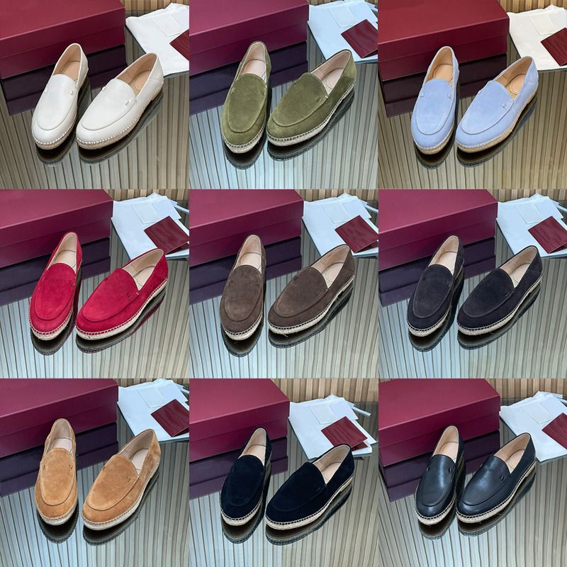 2026 New Women's Chic Espadrille Flats Designer Loafers Straw Woven Slip-On Slippers Soft Suede Leather Casual Summer Shoes 1034 - 1 of 8