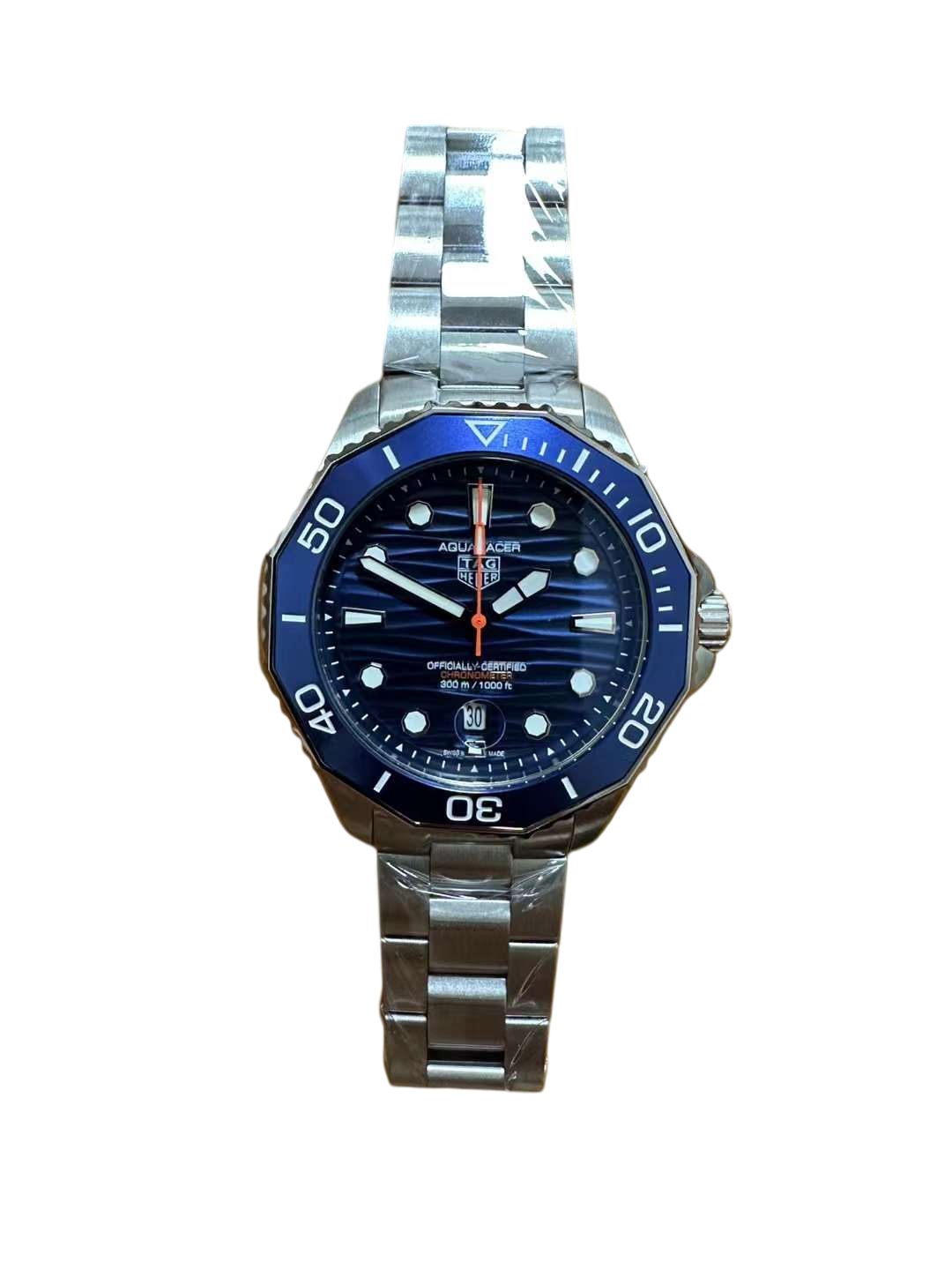 TAG HEUER Aquaracer Professional 300M Automatic Men's Watch Size Stainless Steel Case Leather STRAP Silver Case New - 2 of 8