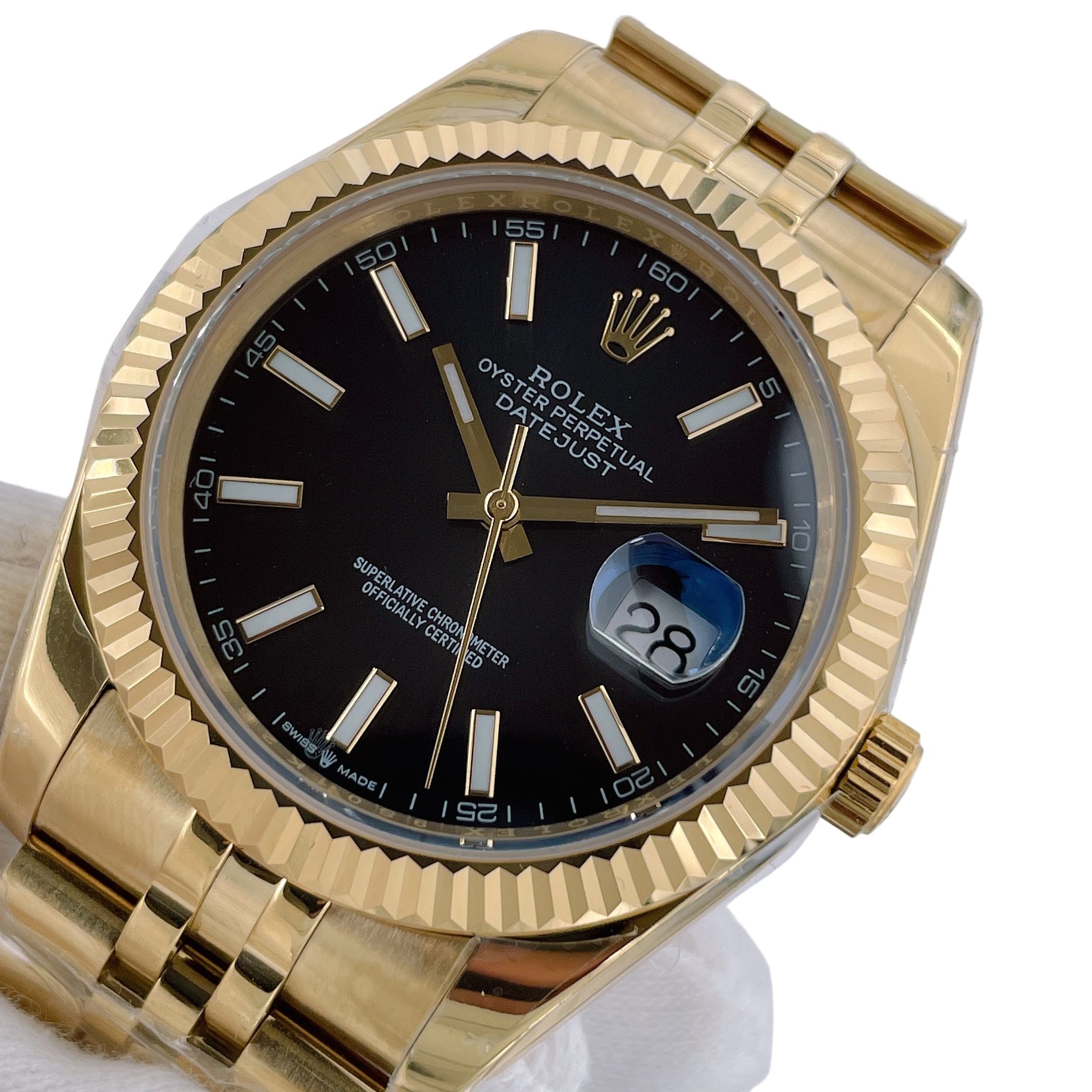 Rolex Gold Datejust Oyster 126334 41mm Upgraded Jubilee Strap Automatic Stainless Steel Watch Bezel Men's Watch Sapphire Glass Case New Black Case - 6 of 8