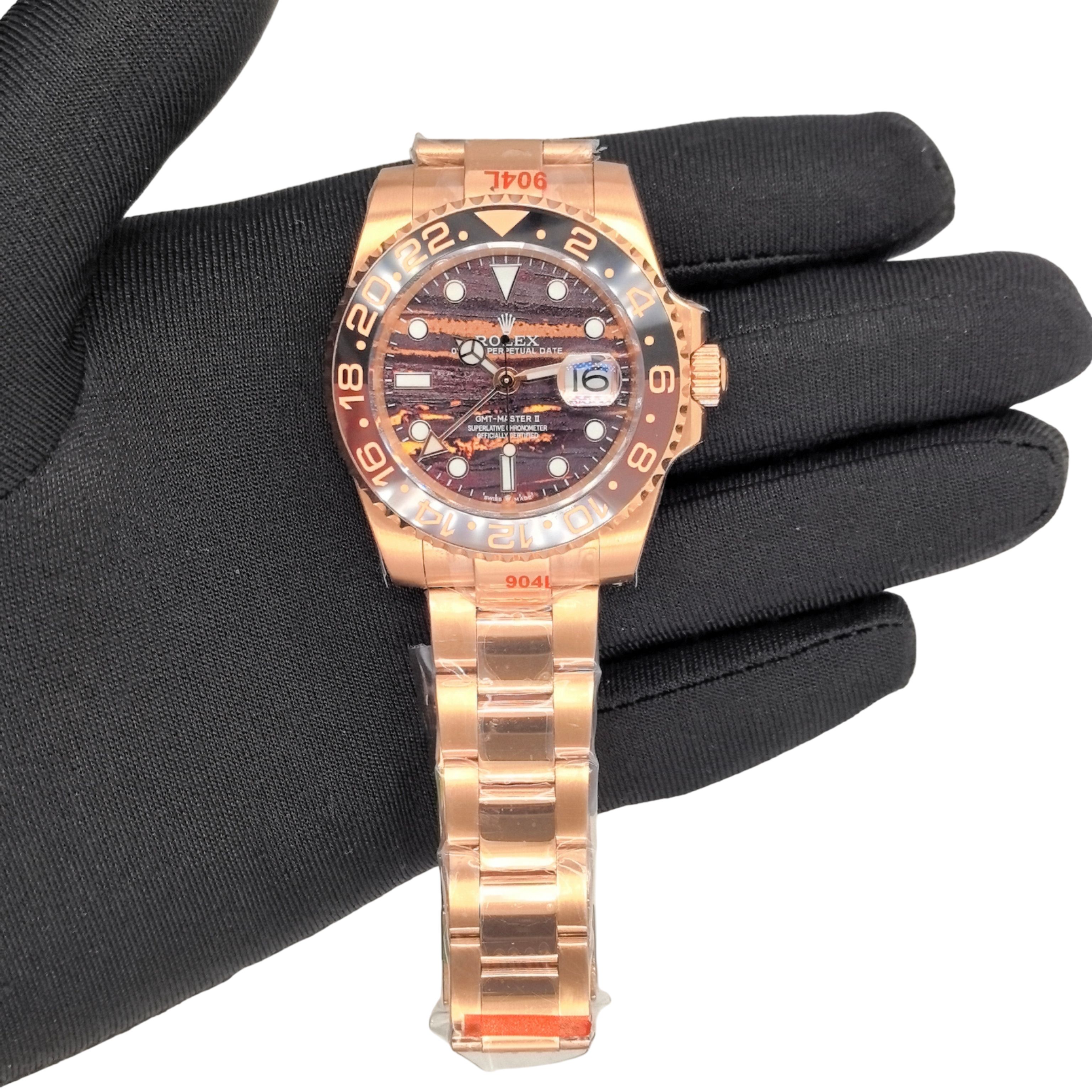 Rolex GMT Master 2 Root Beer 40mm Upgraded Jubilee Strap Automatic Stainless Steel Watch Bezel Men's Watch Sapphire Glass Case New Black Case - 7 of 8