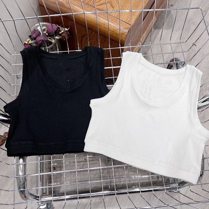 Designer tank top women tanks camis anagram-embroidered cotton-blend tank tops designer vest ladies solid vintage t shirt femme mens tanktop asian size s-xl - 3 of 9