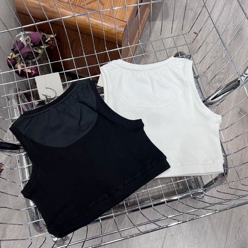 Designer tank top women tanks camis anagram-embroidered cotton-blend tank tops designer vest ladies solid vintage t shirt femme mens tanktop asian size s-xl - 5 of 9