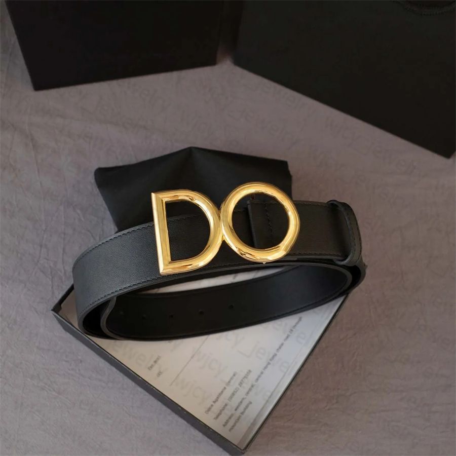 Classic Designer Mens Belt Width 4CM Genuine Leather Belts for Man Woman Smooth Buckle Gold Sliver 4 Colors Cowhide Letter Design - 2 of 8