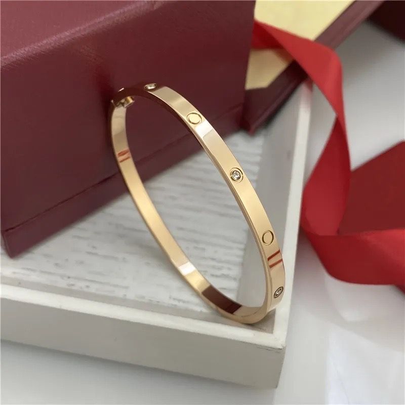 4mm 6mm love Bangles ring Titanium Steel Bracelet with ZC Stone Screwdriver C Bracelets for Women Men Lover with Gift Box DUST BAG S12103 - 4 of 6