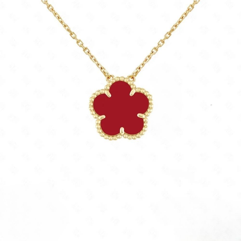 Luxury 4 Four Clover Necklace Luxury Designer Jewelry Set Pendant Necklaces Bracelet Stud Earring Women Christm Valentine's Day Birthday Gift Gold Flower Necklace - 6 of 9