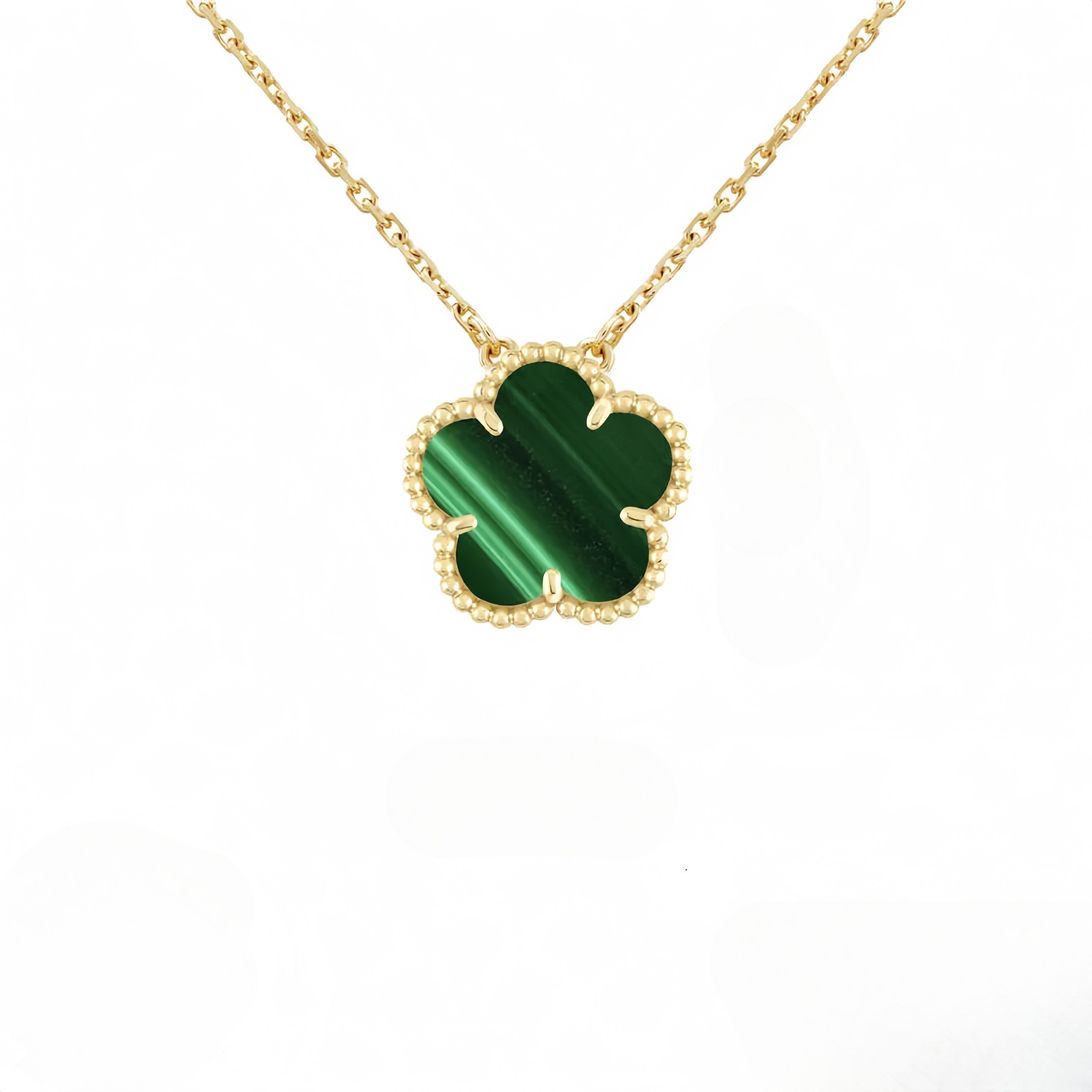 Luxury 4 Four Clover Necklace Luxury Designer Jewelry Set Pendant Necklaces Bracelet Stud Earring Women Christm Valentine's Day Birthday Gift Gold Flower Necklace - 5 of 9