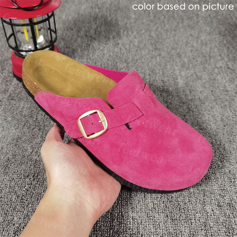 Designer Slides Slippers for Men Boston clog sandals Arizona Soft footbed Suede Sandals Summer Beach Flats Slipper chestnut Big Buckle Shearling Womens Mens Shoes - 6 of 8