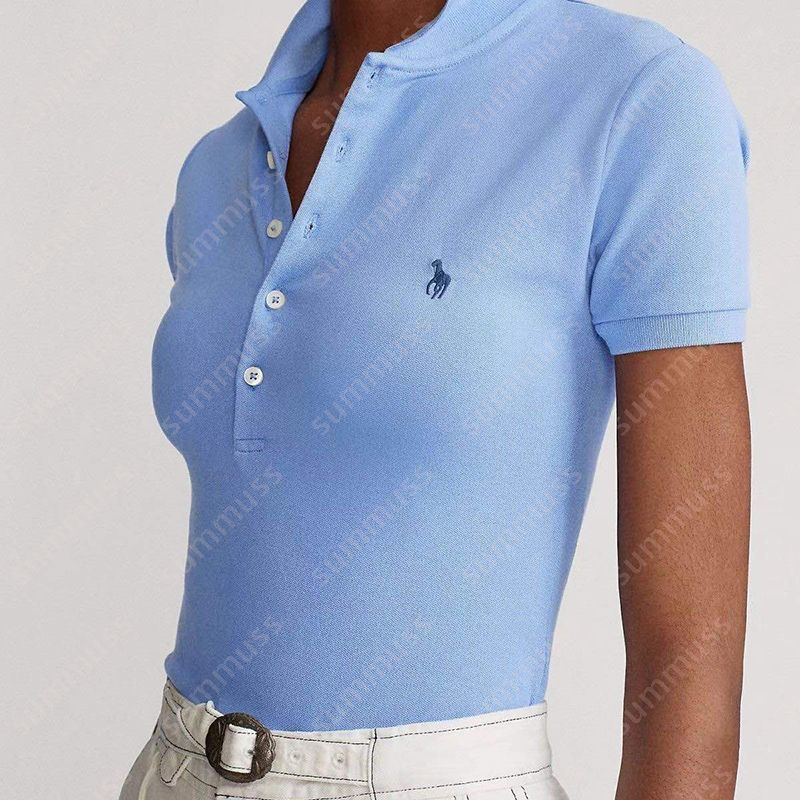 S-2XL Womens Designer Polo Shirts For Ladies Colorful Classic Embroidery T Shirts Luxury Polo Tees Summer 5 Button Tee Shirts - 4 of 6