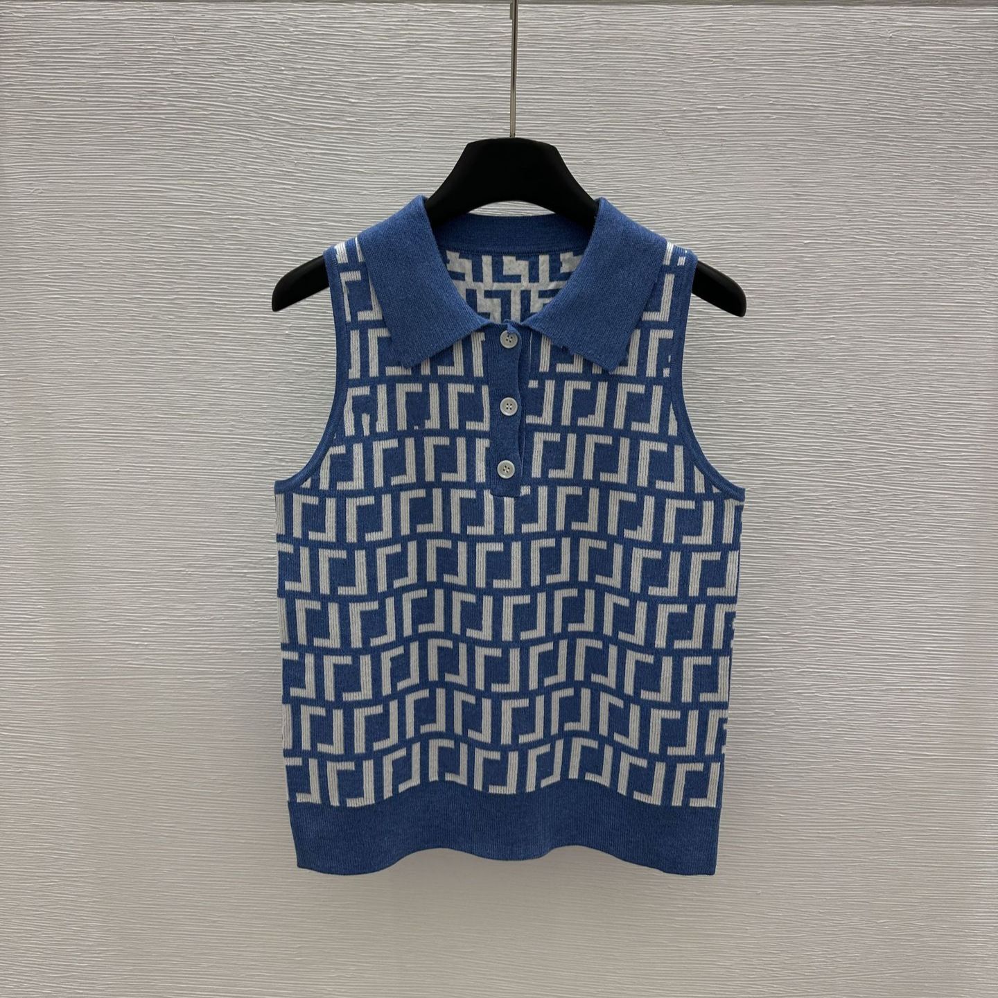Womens Designer T Shirt Luxury Jacquard Knit Short Sleeve Textured Geometric Pattern Slim Fit Summer Tops - 6 of 7