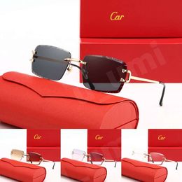 Luxury Designer Sunglasses Panthere Santos Rimless Metal Frame Titanium Gold Tone Leopard Claw Detail UV400 Protection Fashion Eyewear For Men Women With Box - zorviavip