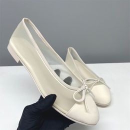 26P Mesh Flats Designer Women Ballerine Shoes Classic Bow Sandals Mesh Slides Cap Toe Ballet Flat Fashion Pumps Bridal Wedding Shoes 1057 - zorviavip