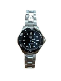 TAG HEUER Aquaracer Professional 300M Automatic Men's Watch Size Stainless Steel Case Leather STRAP Silver Case New - zorviavip