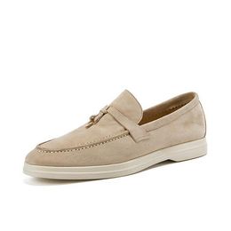 Casual Shoes Men's Walking Driving Unisex All Genuine Leather Loafer Sheepskin Suede Flat Women's Large - zorviavip