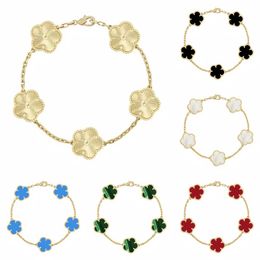 have 5 flower bracelet designer jewelry women bangle classic wedding gift white mother-of-pearl diamond bracelet fashion charm 18K gold plated 4 leaf clover bracelet - zorviavip