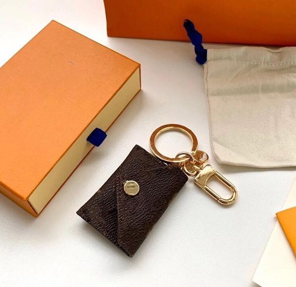 Designer Letter Wallet Keychain Keyring Fashion Purse Pendant Car Chain Charm Brown Flower Mini Bag Trinket Gifts Accessories no box - Fashion Accessories - zorviavip
