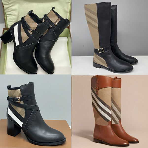 designer boots check leather ankle boots women martin boots over the knee high boots low heel real leather warm booties snow shoes winter boots high heel boots 633 - Shoes & Accessories - zorviavip