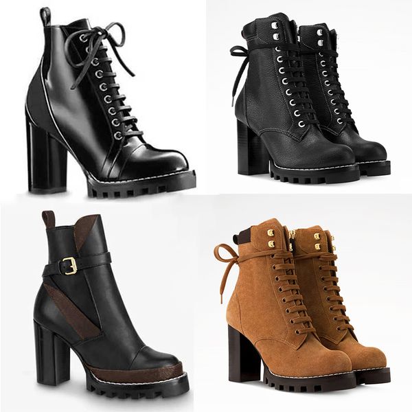 2026 New Designer Star Trail Ankle Boots Women High Heels Boot Classic Martin Desert Boots Girls Lady Suede Leather Boots Print Letter Platform Boot Shoes 013 - Shoes & Accessories - zorviavip