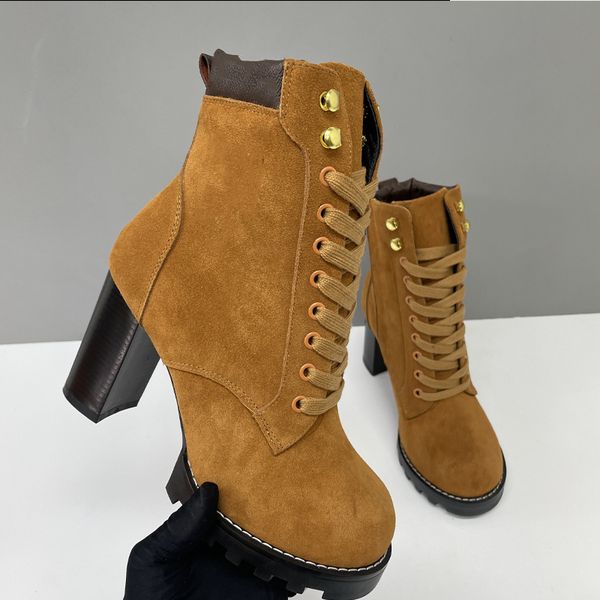 Suede Star Trail Boots Designer Women Boots Leather High Heels Winter Martin Boot Womens Ankle Booties Vintage Style 013 - Shoes & Accessories - zorviavip