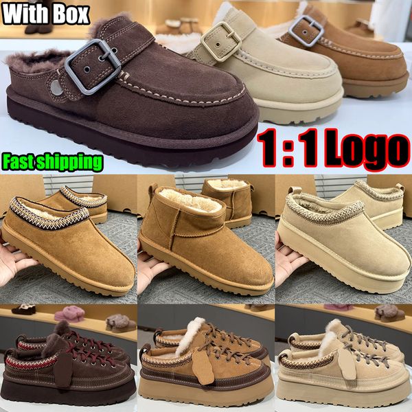 Designer Shoe Goldenstar Evelina Clog Slippers Women Men Tasman Slides Bailey Bow Tazz Boots Suede Furry Lined Buckle Strap Fall Driftwood Chestnut Sand Winter Shoe - Shoes & Accessories - zorviavip