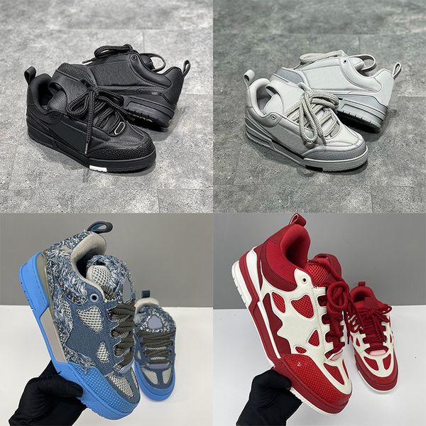 Top Quality Designer Men Women Low Top Skate Classic Sneakers Patchwork Leather Mesh Rhinestone Platform Casual Walking Lace Up Fashion Trainer Shoes EU36-47 - Shoes & Accessories - zorviavip