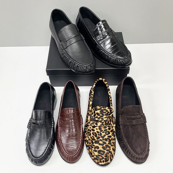 10A Designer Pleated Penny Loafers For Men Women Genuine Leather Le Loafer Mules Slippers Creased Suede Flat Shoes Large Size EU47 Dress Shoes 1137 - Shoes & Accessories - zorviavip