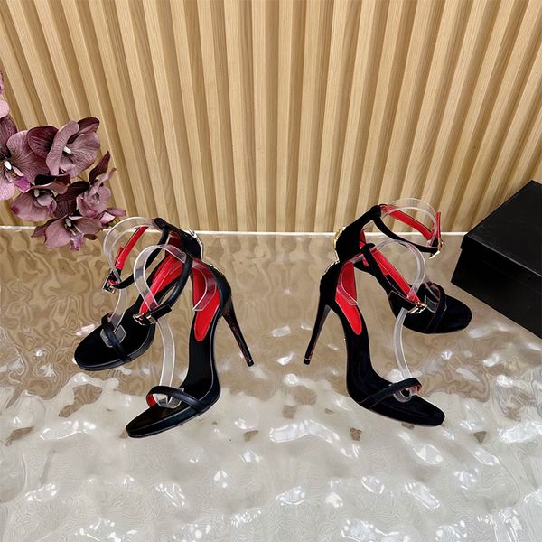 Designer Fashion Women Pointed Toe Dagger Stiletto Sandals Open Heel Suede High Heels Summer Open Heel High Heels 998 - Shoes & Accessories - zorviavip