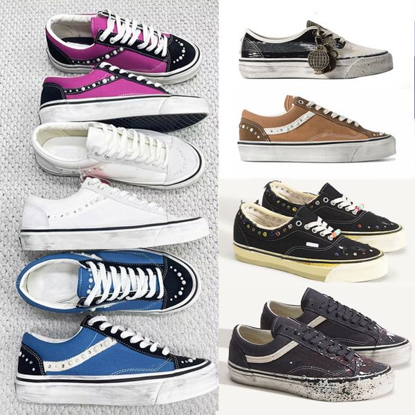 Free Shipping Designer Classic Pearlized Canvas Shoes Men Sneakers Women Old Skools Shoes Pearl Retro Skate Flats Scarpe Plate-forme Trainers Casual Shoes 1083 - Shoes & Accessories - zorviavip