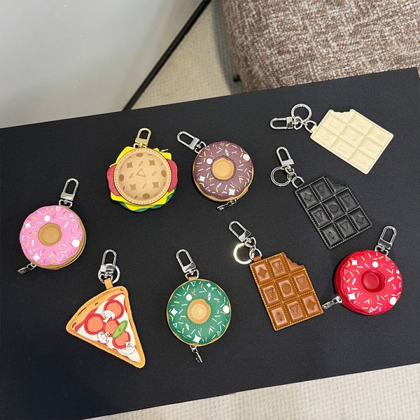 Keychain Designer Burger Donut Lanyard Characters Keychain Fashion Chocolate Floral Pattern Handmade Leather Hanging Rope Men Keychain Women Headphone Keychain - Fashion Accessories - zorviavip