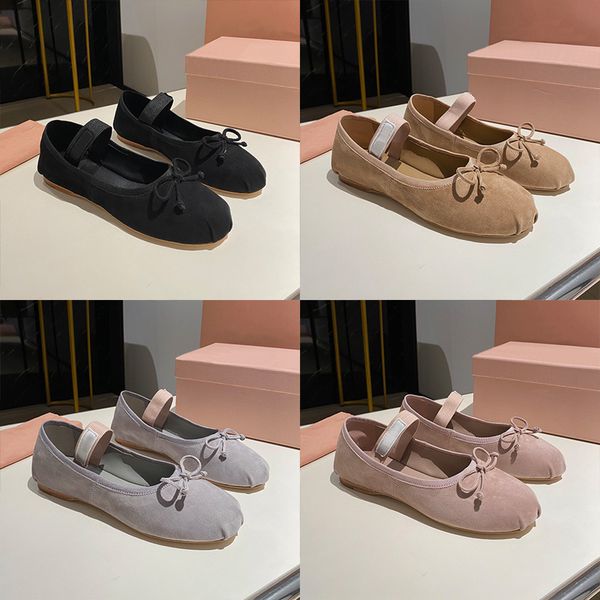 Designer Loafers Ballet Flat Shoes Women Leather Sandals Butterfly Soft Sole Suede Sneaker Elastic Band Shallow Mouth Mary Janes Casual Shoes 1062 - Fashion Collection - zorviavip