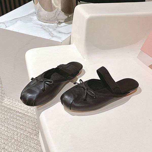 Fashion Girls Pink Satin Ballet Flats Ballerinas Luxury Bow Silk Mary Janes Leather Mules Round-toe Dress Shoes 1062 - Shoes & Accessories - zorviavip
